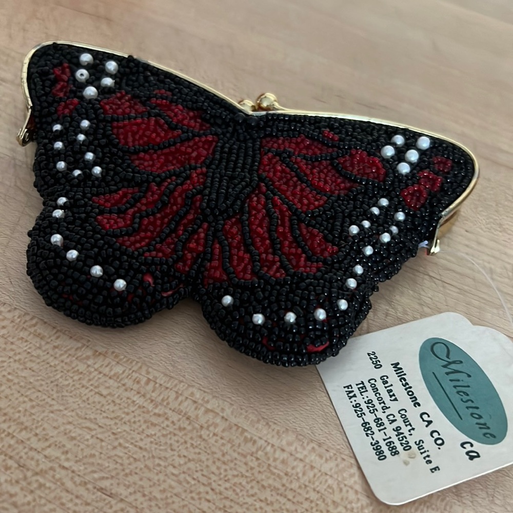 Vintage butterfly beaded coin purse nwt